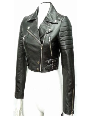 leather jacket, padded leather jacket, leather jacket for women, black leather jacket