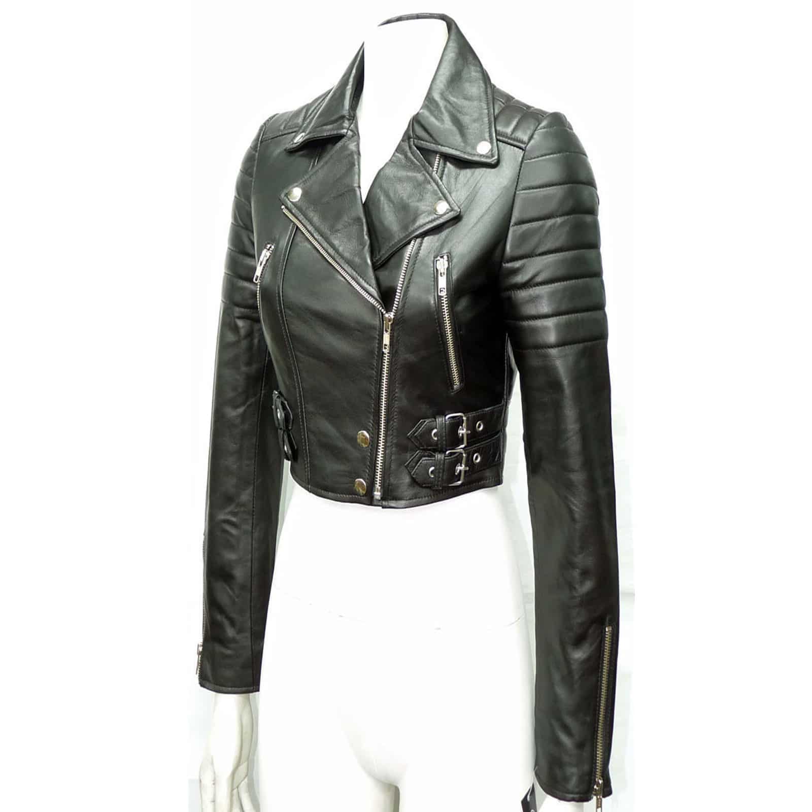 Cropped Leather Biker Jacket