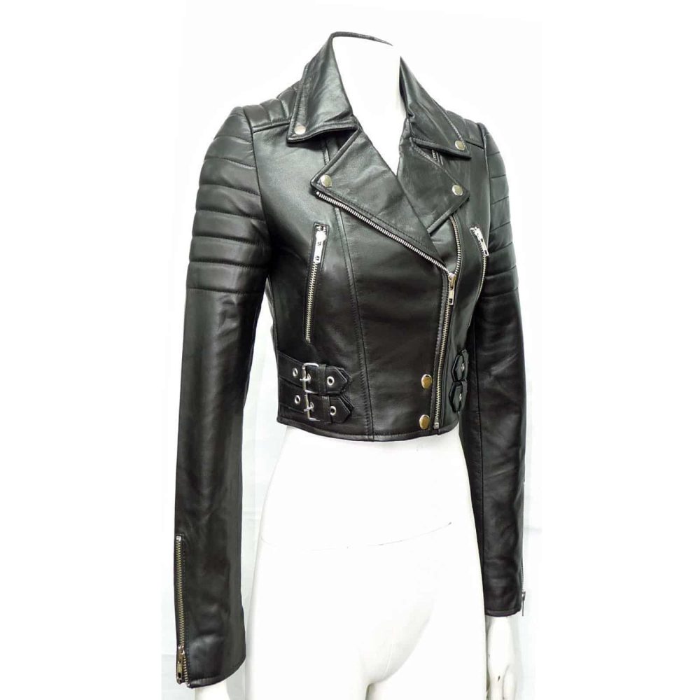 chaqueta de cuero, chaqueta de cuero acolchada, chaqueta de cuero para mujer, chaqueta de cuero negro