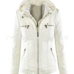 Parka Hooded Leather Jacket for Women white