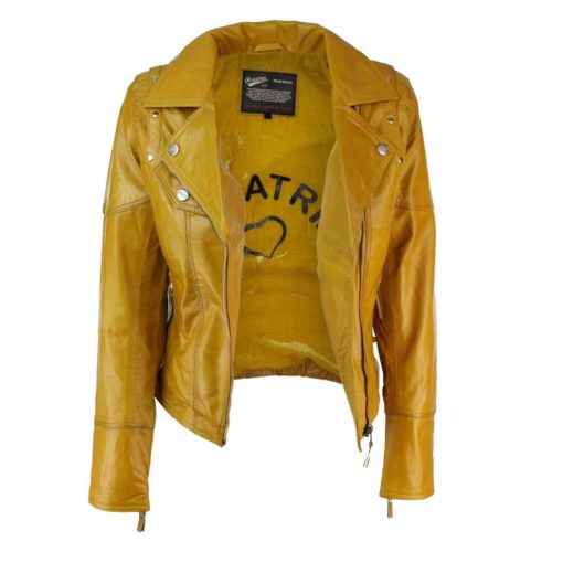 leather jacket, yellow leather jacket, leather jacket for women, studded leather jacket, jacket for women