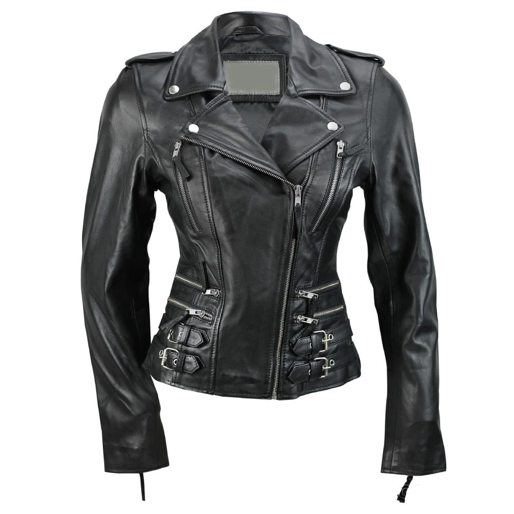hoek bidden seksueel Biker Leather Jacket For Women | 100% Genuine Leather | Kilt and Jacks