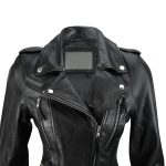Zip-Buckle-Biker-Leather-Jacket-for-Women-closeblack