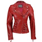 Zip-Buckle-Biker-Leather-Jacket-for-Women-red