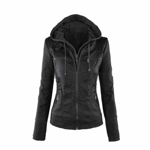 genuine leather jacket with hood