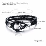 Braided-Leather-Skull-Cuff-Bangle-Stainless-Steel-Bracelet-black-weight
