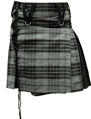 Tartán Gunn, Falda escocesa negra, Falda escocesa híbrida negra Gunn Tartan, Faldas escocesas híbridas