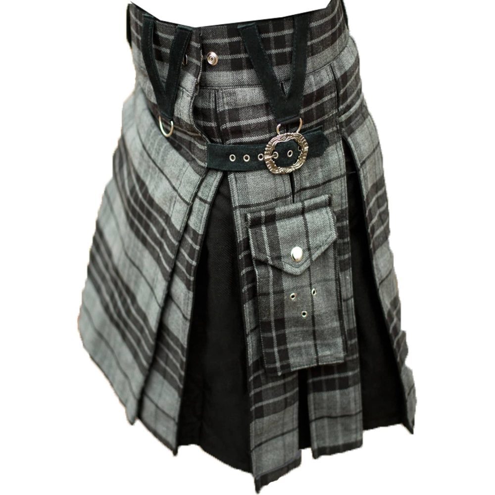 Gunn tartan, Black kilt, Gunn Tartan Black Hybrid Kilt, Hybrid Kilts