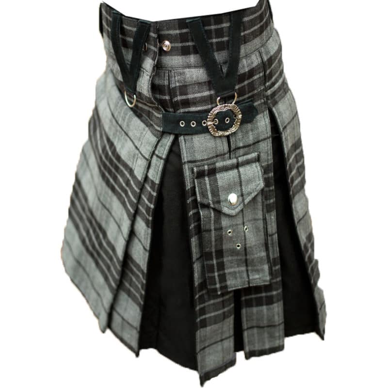 Gunn tartan, Black kilt, Gunn Tartan Black Hybrid Kilt, Hybrid Kilts, black tartan kilt, custom kilt