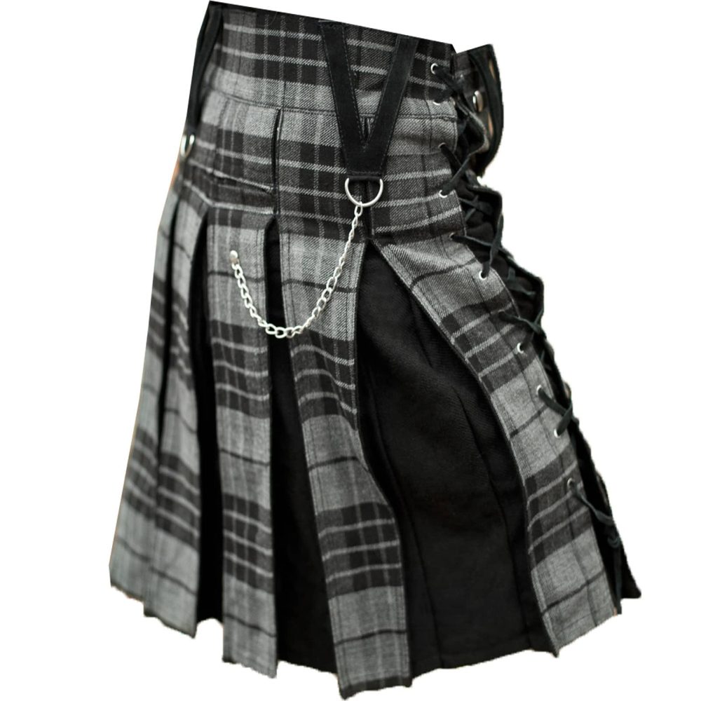 Gunn tartan, Black kilt, Gunn Tartan Black Hybrid Kilt, Hybrid Kilts