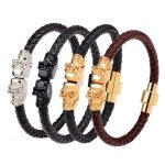 Leather-Magnetic-Clasp-Wrap-Skull-Rope-Braided-Bracelet