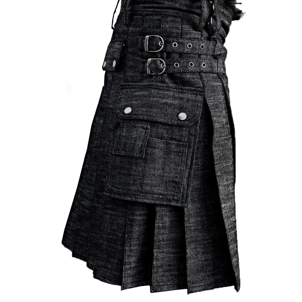 denim kilt, kilt for mens, mens denim kilt, kilt for men