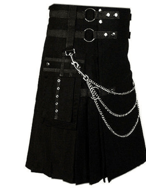 black kilt, deluxe kilt, black deluxe kilt, kilt for men, mens kilt