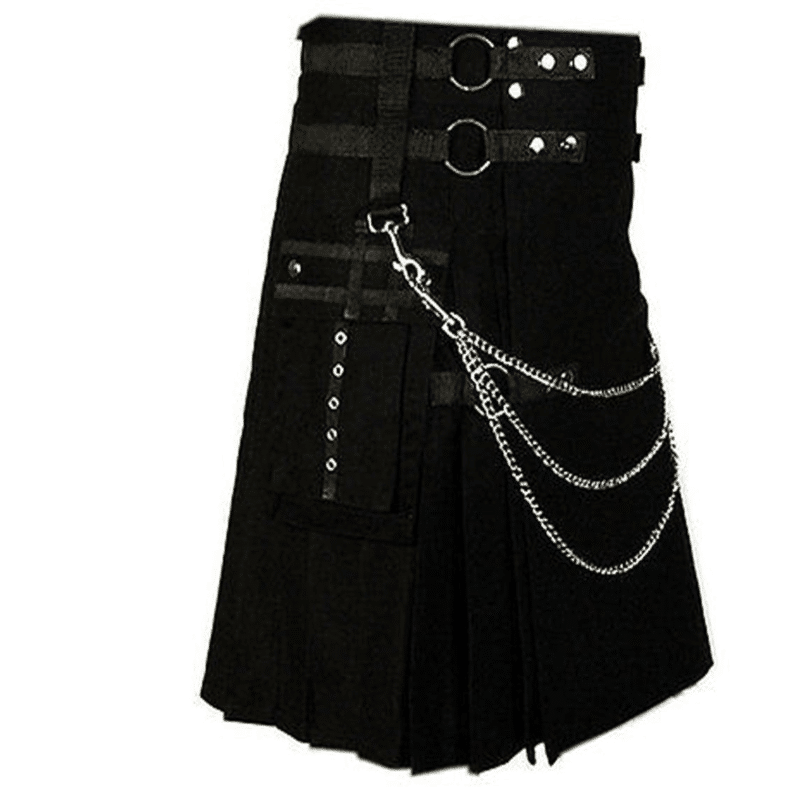 black kilt, deluxe kilt, black deluxe kilt, kilt for men, mens kilt