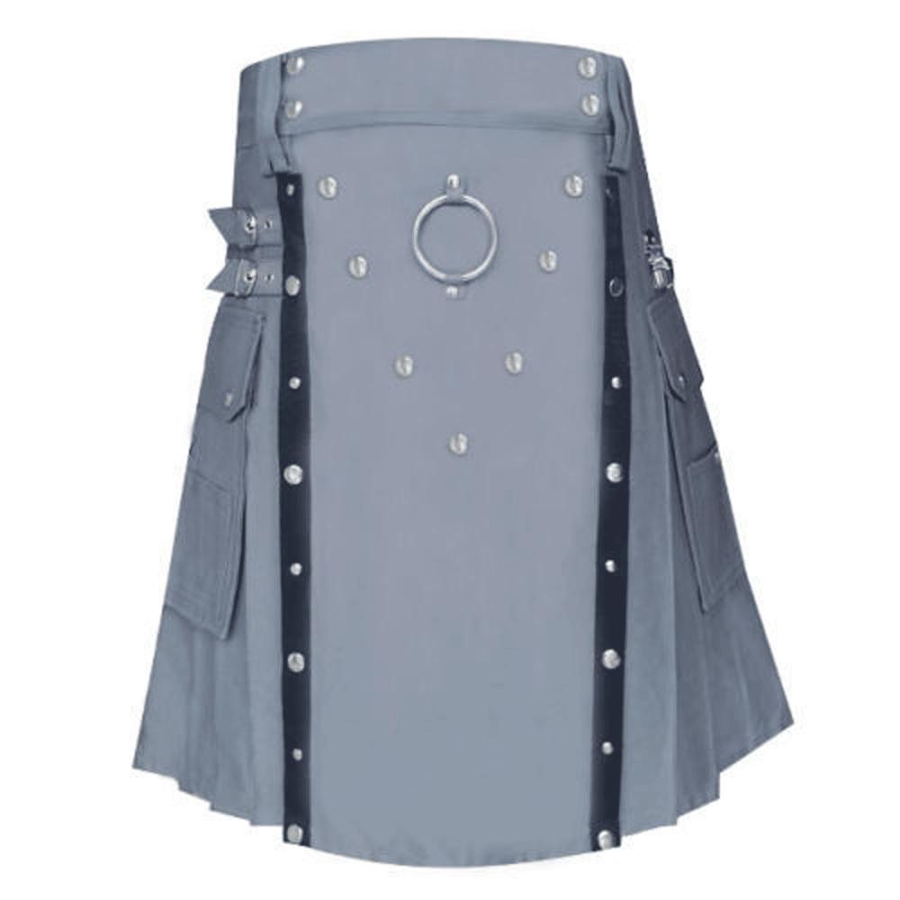 utility kilt, kilt for men, grey kilt, grey utility kilt