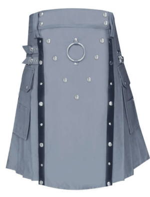 utility kilt, kilt for men, grey kilt, grey utility kilt