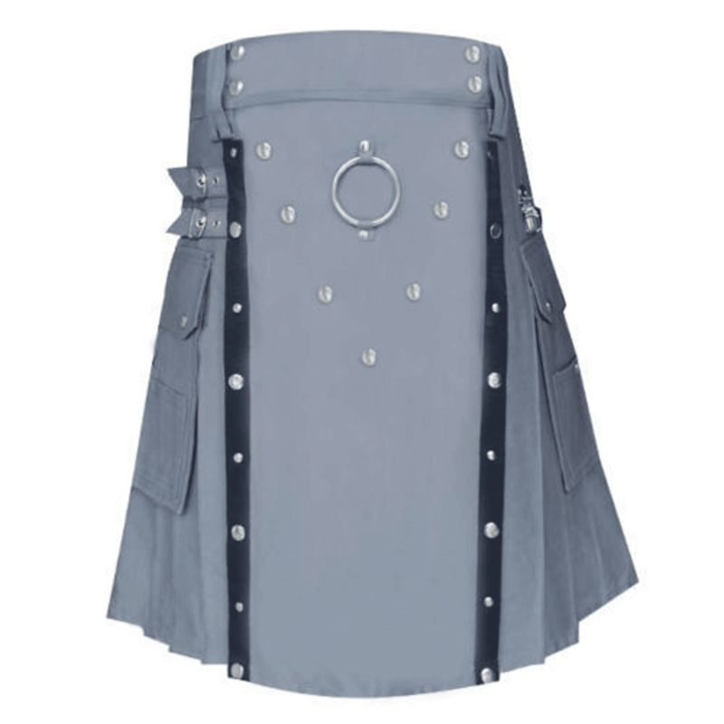 utility kilt, kilt for men, grey kilt, grey utility kilt, plain utility kilt, kilt and jacks