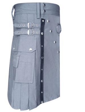 Utility-Kilt, Kilt für Herren, grauer Kilt, grauer Utility-Kilt