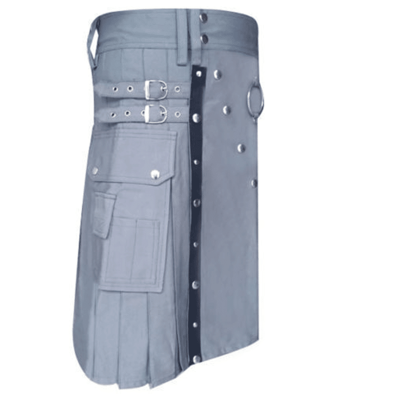 utility kilt, kilt for men, grey kilt, grey utility kilt, plain utility kilt, kilt and jacks