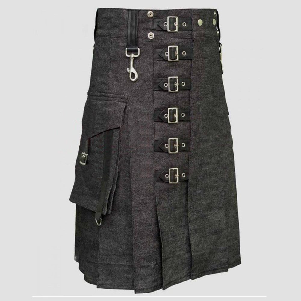 denim kilt, mens kilt, mens denim kilt, kilt for men