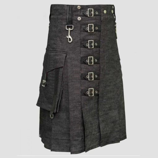 mens denim kilt