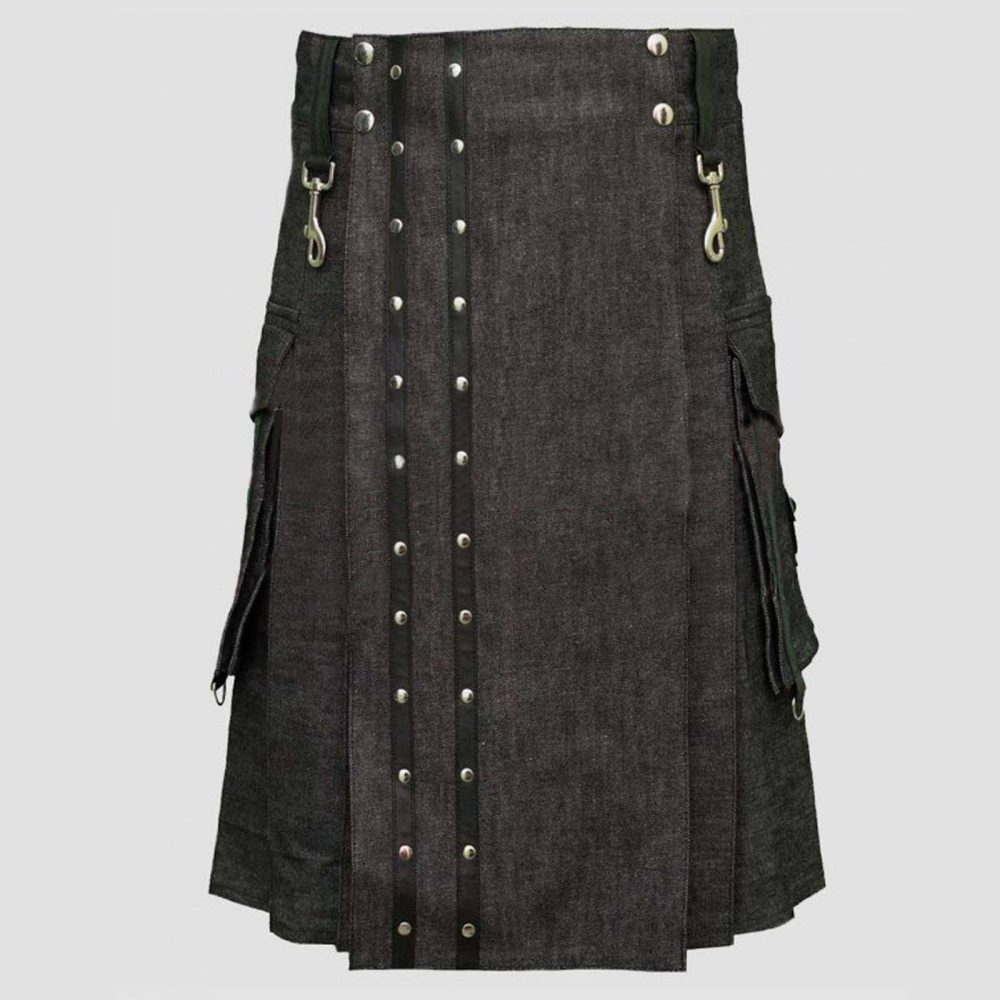 denim kilt, mens kilt, mens denim kilt, kilt for men