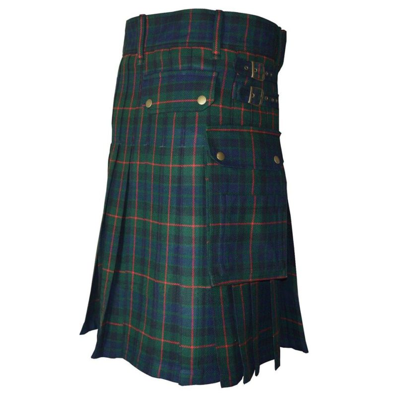modern gunn tartan kilt, modern gunn tartan, gunn taran utility kilt, gunn clan tartan fabric, gunn clan tartan