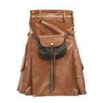 Brown-Leather-Kilt-with-Sporran-Front