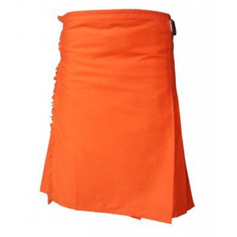 kilt tartan orange, kilt orange, kilt orange écossais, kilt uni, kilt femme à vendre, kilt tartan à vendre