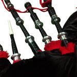 Bagpipe Black Mounts with Red Flare closeup more