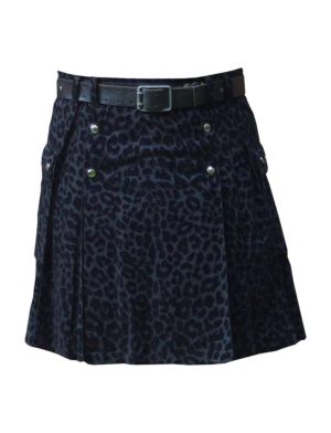 Schwarzer Kilt, Schwarzer Leoparden-Kilt, Schwarzer Kilt für Männer, Schwarzer Leoparden-Kilt für Männer,