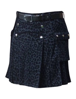 Schwarzer Kilt, Schwarzer Leoparden-Kilt, Schwarzer Kilt für Männer, Schwarzer Leoparden-Kilt für Männer,