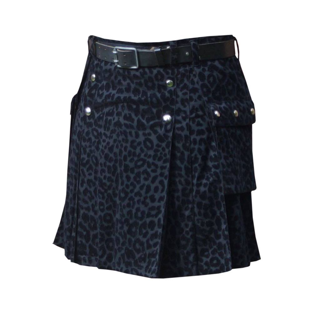 Schwarzer Kilt, Schwarzer Leoparden-Kilt, Schwarzer Kilt für Männer, Schwarzer Leoparden-Kilt für Männer,