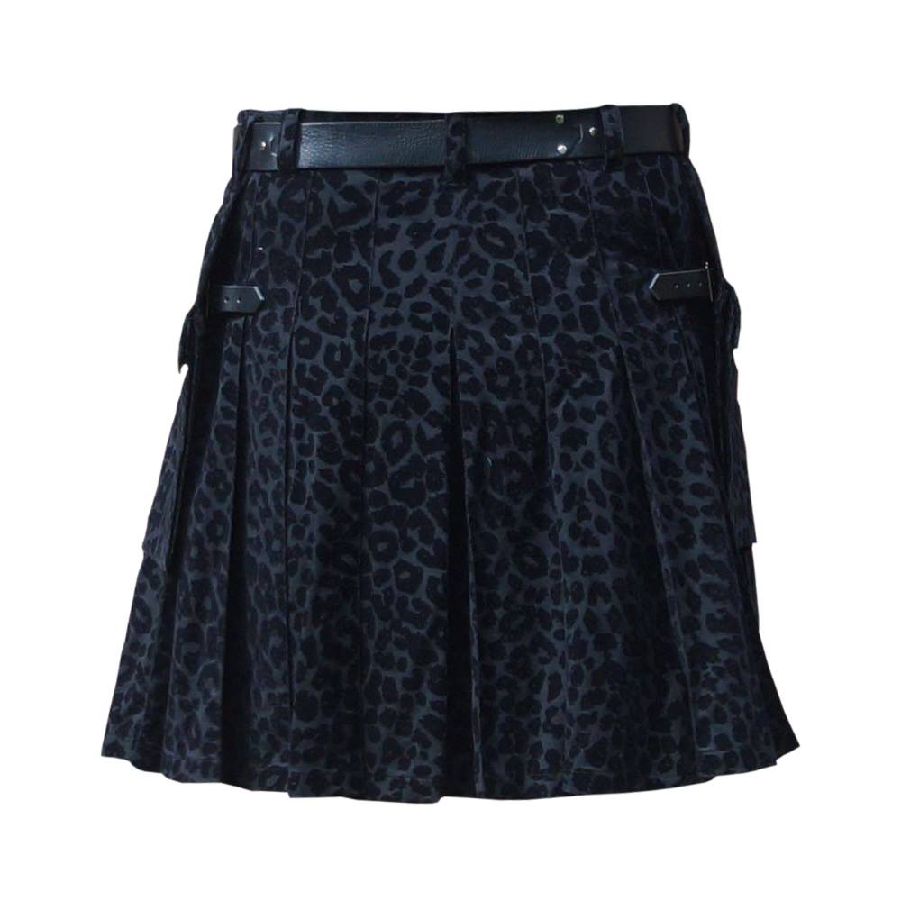 Schwarzer Kilt, Schwarzer Leoparden-Kilt, Schwarzer Kilt für Männer, Schwarzer Leoparden-Kilt für Männer,