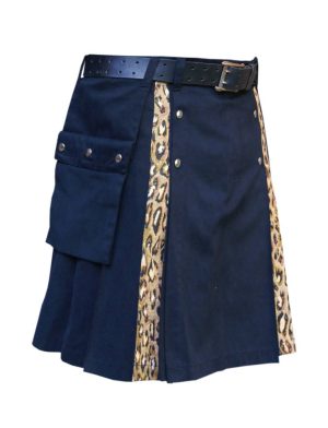 Schwarzer Kilt, Schwarzer Kilt mit Leopardenfalte, einzigartiger Kilt, neuer Kilt von Kilt and Jacks