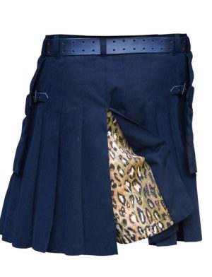 Falda escocesa negra, falda escocesa negra con pliegues de leopardo, falda escocesa única, nueva falda escocesa de Kilt and Jacks