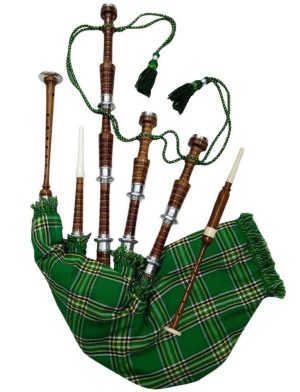 Rosewood Irish National Tartan Bagpipe, Irish national tartan bagpipe, Irish Bagpipe, Irish Tartan Bagpipe