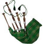 Rosewood-Irish-National-Tartan-Bagpipe-side