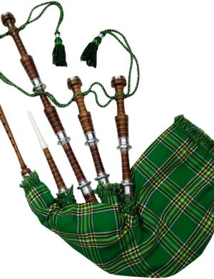 Rosewood Irish National Tartan Bagpipe, Irish national tartan bagpipe, Irish Bagpipe, Irish Tartan Bagpipe