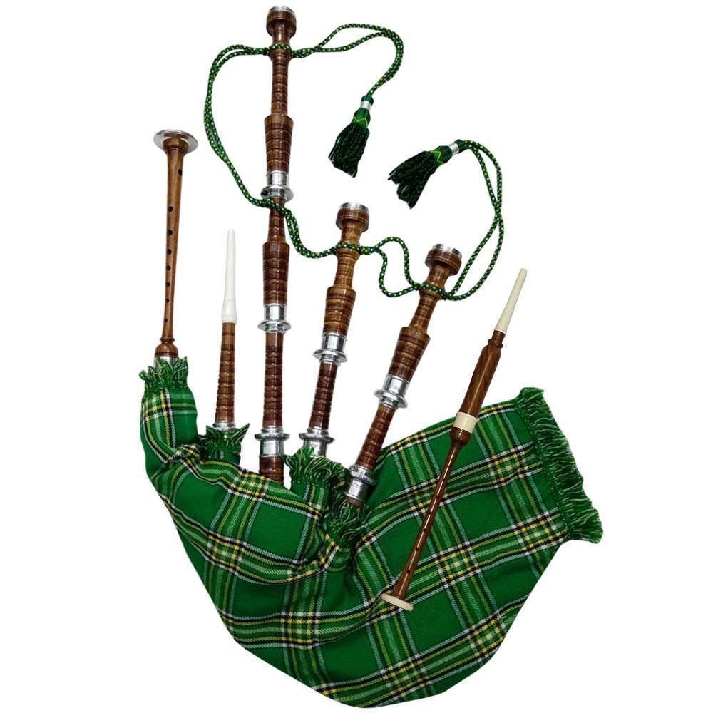 Rosewood Irish National Tartan Bagpipe, Irish national tartan bagpipe, Irish Bagpipe, Irish Tartan Bagpipe