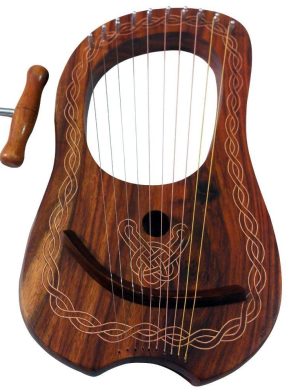 Palisander-Harfe, Palisander-Lyra-Harfe, Lyra-Harfe, Lyra-Harfe 10 Saiten, Leiermusik, keltische Leier-Harfe