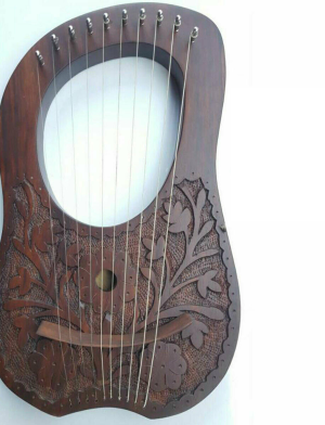 Rosewood lyre harp, Rosewood lyre harp 10 strings, detailed harp