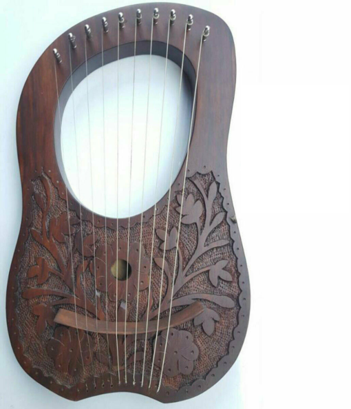 Rosewood-Lyre-Harp-10-Strings-Detailed Rosewood lyre harp, Rosewood lyre harp 10 strings, detailed harp