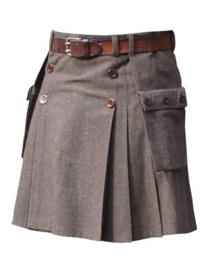 Wool buttoned kilt, wool kilt, wool brown kilt, wool kilt