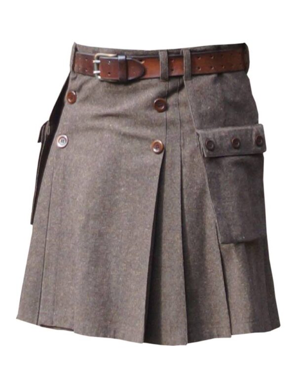 Wool-buttoned-kilt-brown Wool buttoned kilt, wool kilt, wool brown kilt, wool kilt