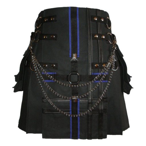 Double-Cross-Utility-Kilt-with-Colored-Strip double cross kilt, cross kilt for sale, gothic kilt, double cross kilt,