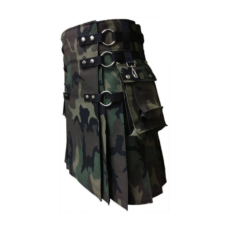 Woodland Camo Gothic Utility Kilt side