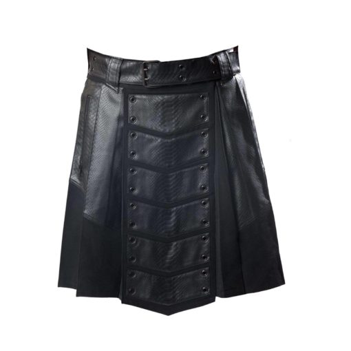 Leather-Patch-Gothic-Utility-Kilt Gothic kilt, utility kilt, gothic utility kilt, gothic kilt, utilikit, Gothic kilt for men, patched gothic kilt