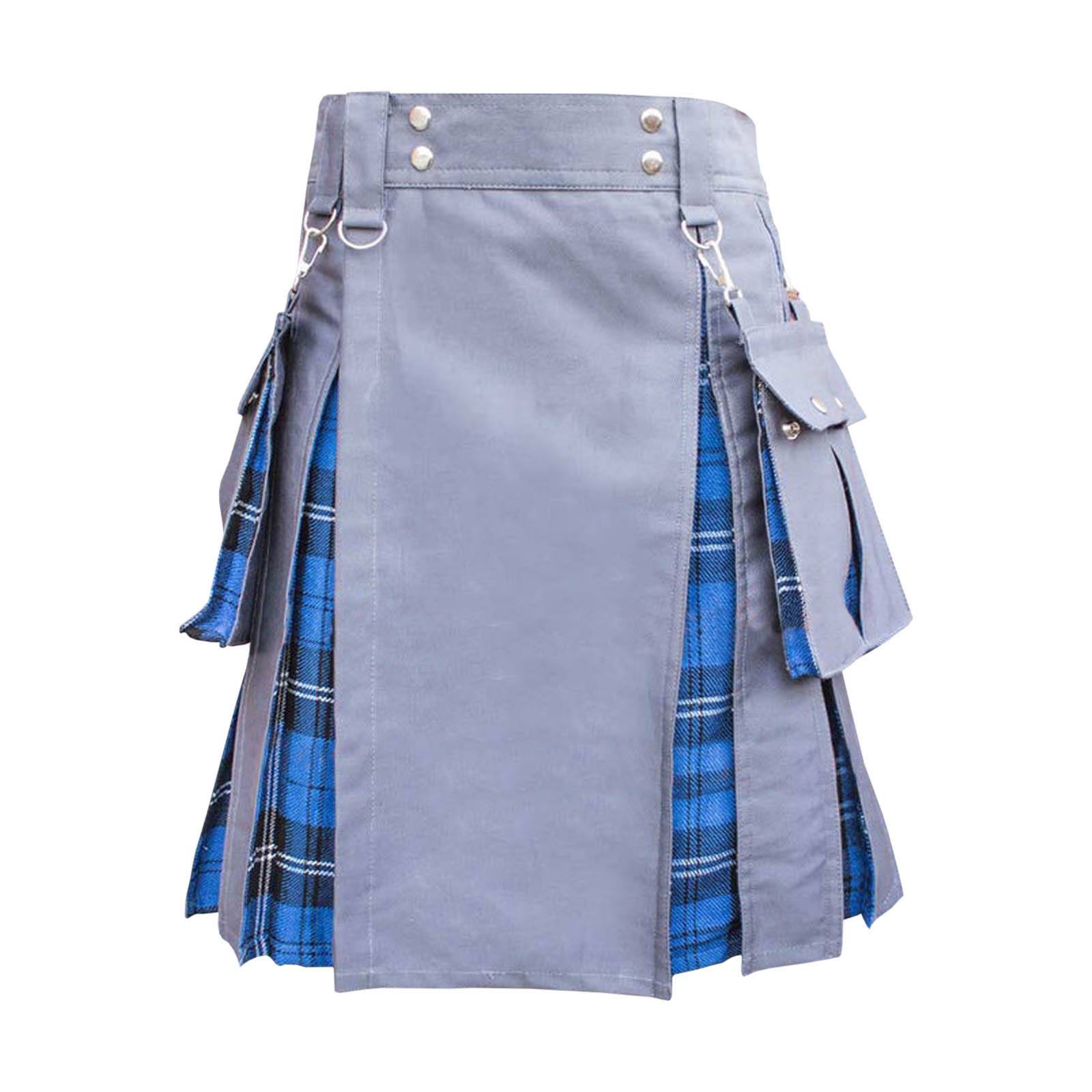WHITE COTTON WALLACE TARTAN HYBRID UTILITY KILTS UNDER PLEATES TARTANS kilts
