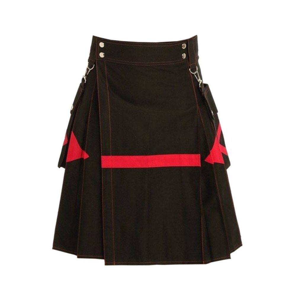 Schwarzer Utility-Kilt, Diagonaler Utility-Kilt, Black Diamond Utility-Kilt, Herren-Utility-Kilt